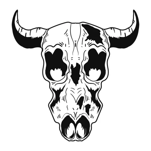 Icône Tribale Bull Skull Style Isolée — Image vectorielle