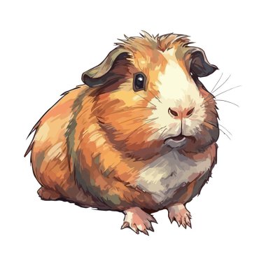 Yumuşak kobay oturuyor, sevimli ve sevimli ikon izole edilmiş.