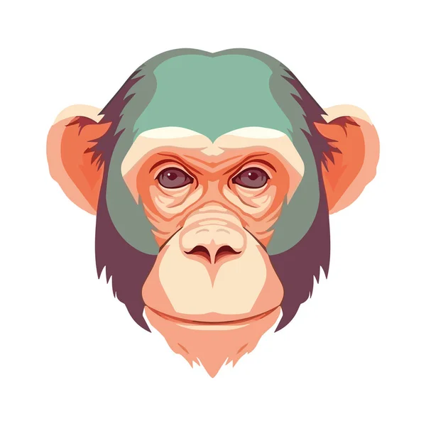 Mascote Macaco Bonito Sorrindo Ícone Floresta Tropical Isolado — Vetor de Stock