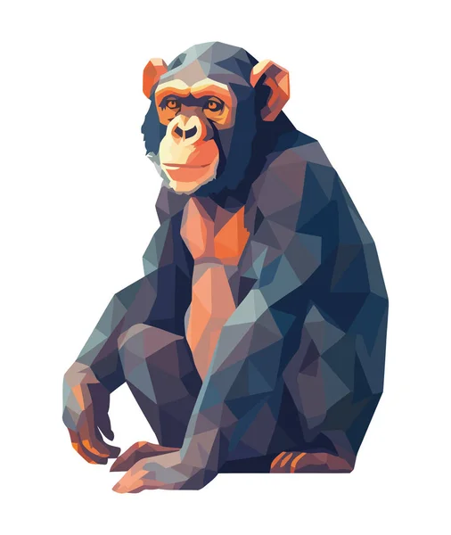 Macaco Bonito Sentado Ícone Fundo Floresta Tropical Isolado — Vetor de Stock