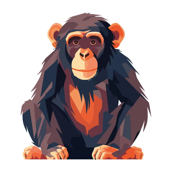 Cute Monkey Mascot Sitting Tropical Forest Icon Isolated — Stock Vector