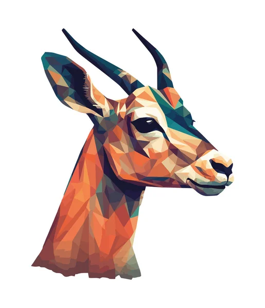 Rohatý Gazelle Savec Stojící Ikona Izolované Ilustrace — Stockový vektor