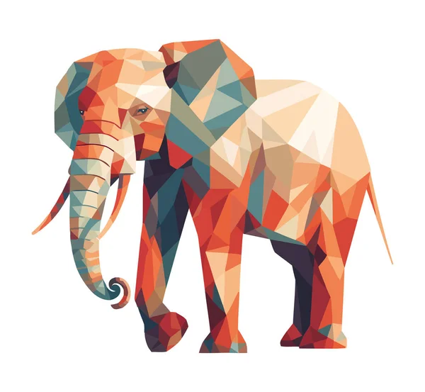 Geometrischer Elefant Afrikanisches Tier Symbol Isoliert — Stockvektor