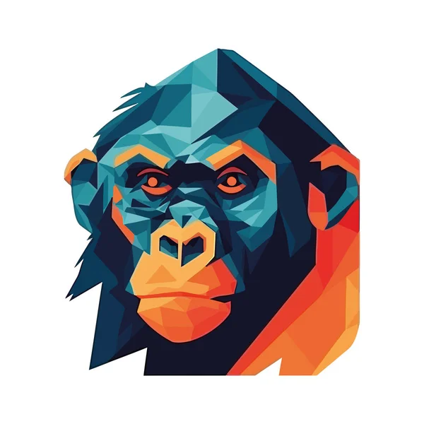 Ícone Mascote Macaco Geométrico Isolado — Vetor de Stock