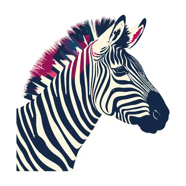 Proužkované Zebra Portrét Africké Zvíře Ikona Izolované Stock Vektory