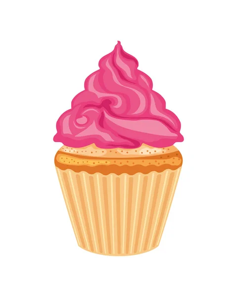 Söt Cupcake Ikon Isolerad Design Vit Bakgrund — Stock vektor
