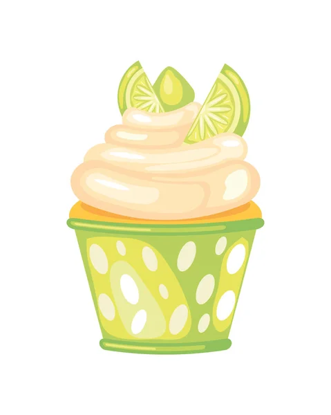 Limon Simgesine Sahip Kek Izole Edilmiş Beyaz Arkaplan — Stok Vektör