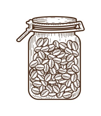 Kavanoz ikonundaki kahve çekirdekleri izole