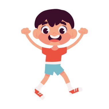 Sevimli çocuk çizgi film ikonu izole edilmiş beyaz arkaplan