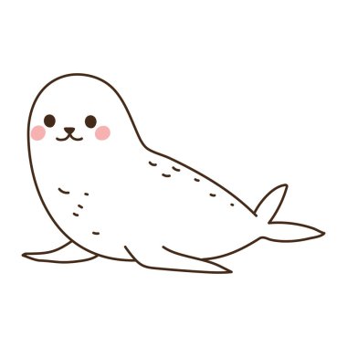 Şirin fok balığı karalama ikonu izole edildi