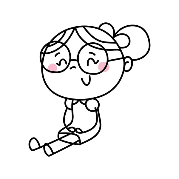 Χαριτωμένο Κορίτσι Γυαλιά Ηλίου Εικονίδιο Doodle Απομονωμένο — Διανυσματικό Αρχείο