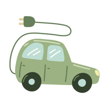 Eko elektrikli araba simgesi vektörü izole edildi