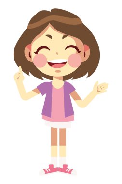 kız konuşuyor ve gülümseyen ikon vektörü izole edildi