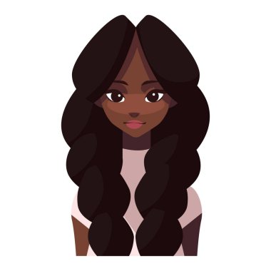 Genç kadın uzun saç avatar ikonu izole