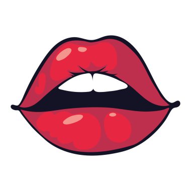 ağız pop sanatı ve diş simgesi izole