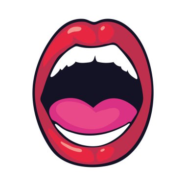 Ağız pop sanatsal kadın simgesi izole