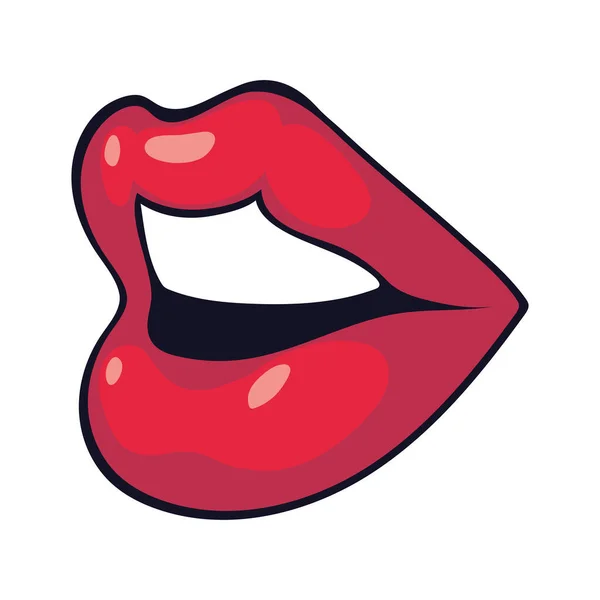 Mouth Pop Art Sexy Icon Isolated — Stock Vector