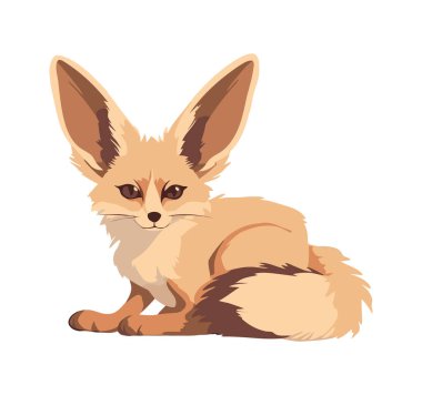 Fennec Fox Vahşi Yaşam ikonu izole edilmiş