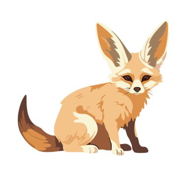 Beyaz arkaplan simgesinde fennec fox izole edildi