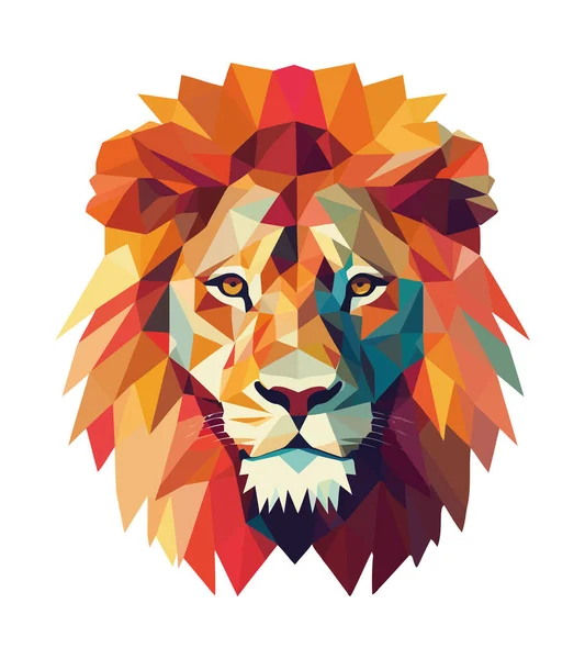 Geometric Lion Head Icon Isolated Illustration — Stock Vector