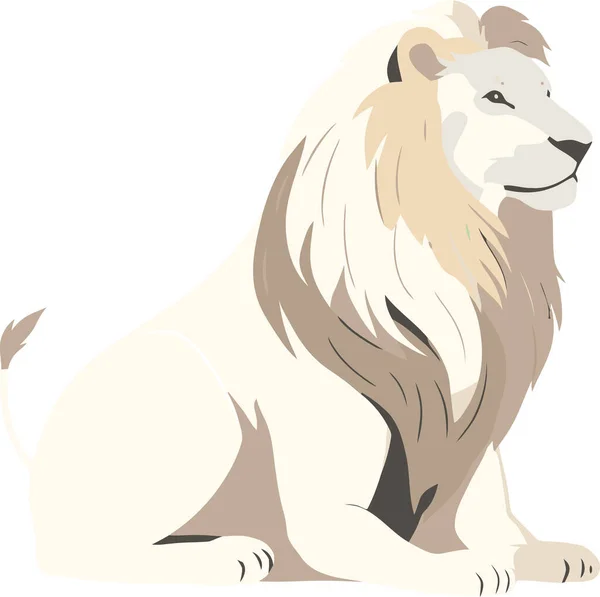 White Exotic Lion Icon Isolated Illustration — Stock Vector