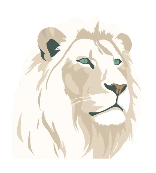Ikona White Lion Head Izolované Ilustrace — Stockový vektor