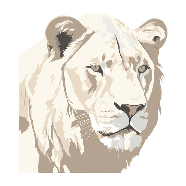 White Lion feline icon isolated illustration