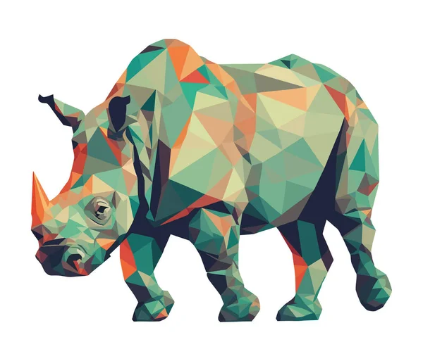 Geometrisches Nashorn Tier Ikone Isolierte Illustration — Stockvektor