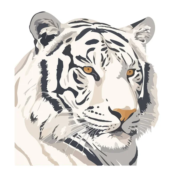 Icono Felino Tigre Blanco Ilustración Aislada — Vector de stock
