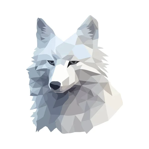 Geometric White Fox Animal Icon Isolated Illustration — Stock Vector