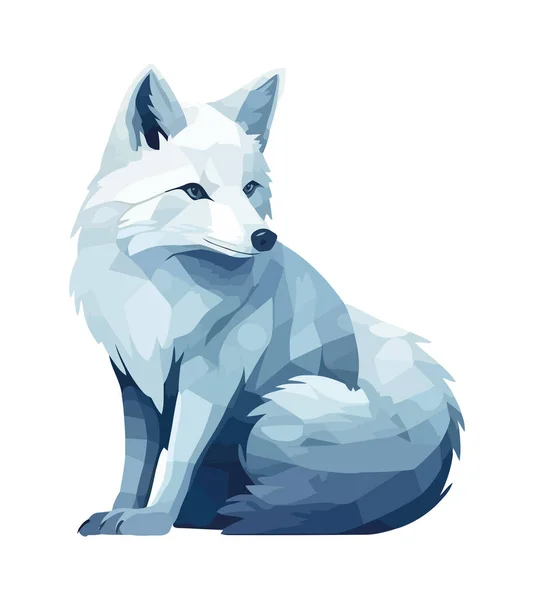 Abstract White Fox Sitting Icon Isolated Illustration — Stock Vector