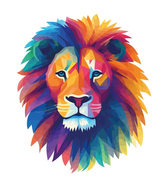 Icône Tête Géométrique Lion Mane Illustration Isolée — Image vectorielle