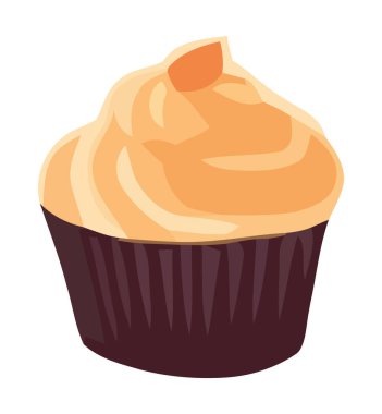 Çikolata ve krema ikonuyla pişirilmiş tatlı kek.