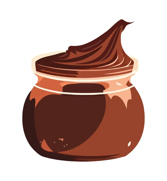 Homemade Chocolate Sauce Jar Gourmet Dessert Icon Isolated — Stock Vector
