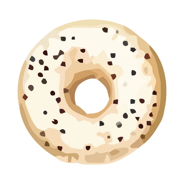 Sweet Donut Pictogram Met Chocolade Glazuur Werveling Pictogram Geïsoleerd — Stockvector