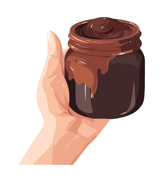 Hand Drawn Organic Chocolate Jar Label Design Icon Isolated — Stock Vector