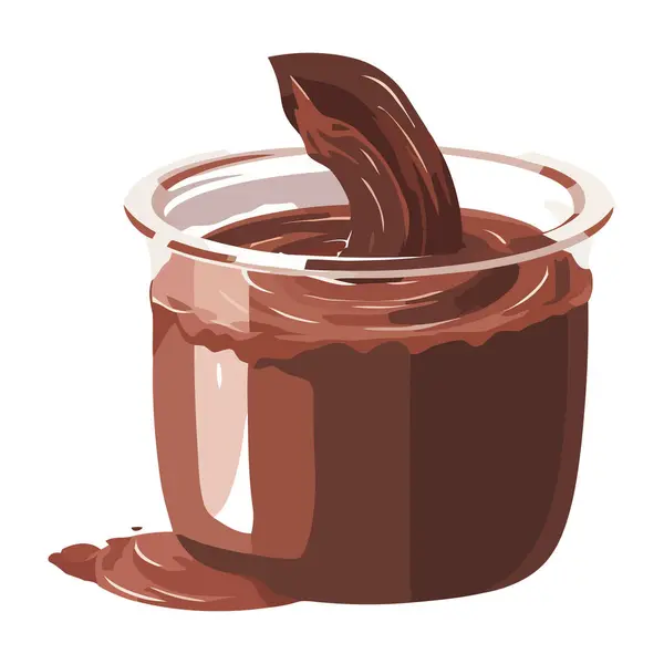 Cokelat Segar Dalam Mangkuk Ikon Makanan Gourmet Terisolasi - Stok Vektor