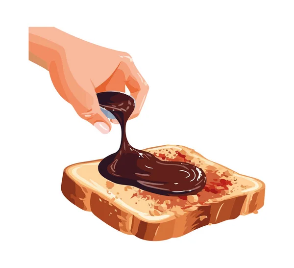 Sladký Čokoládový Dezert Izolované Ikoně Chleba — Stockový vektor