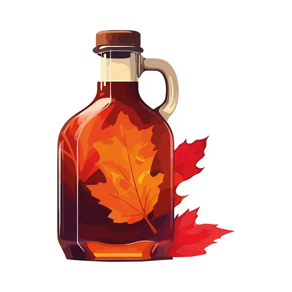 Fresh Organic Autumn Vegetable Oil Glass Jar Isolated — Stock Vector