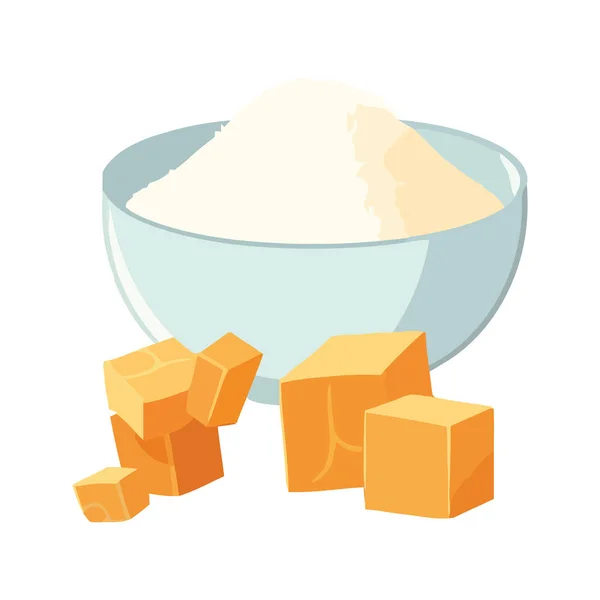 Sobremesa Gourmet Tigela Açúcar Orgânico Ícone Fundo Tijolo —  Vetores de Stock