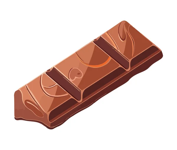 Barre Chocolat Tranche Cassée Sur Fond Blanc Icône — Image vectorielle