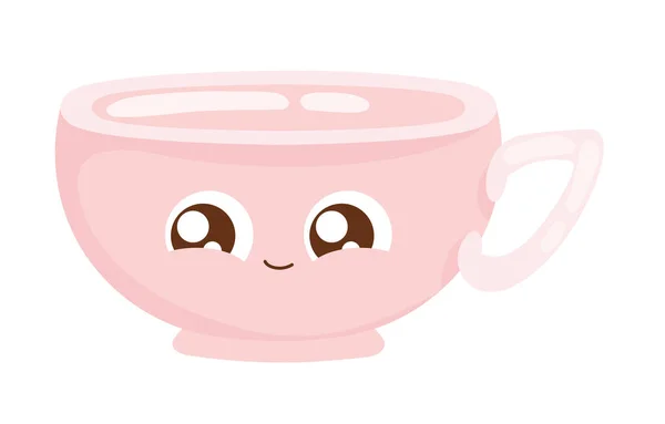 Coffee Cup Kawaii Cartoon Icon Isolated — Stock Vector
