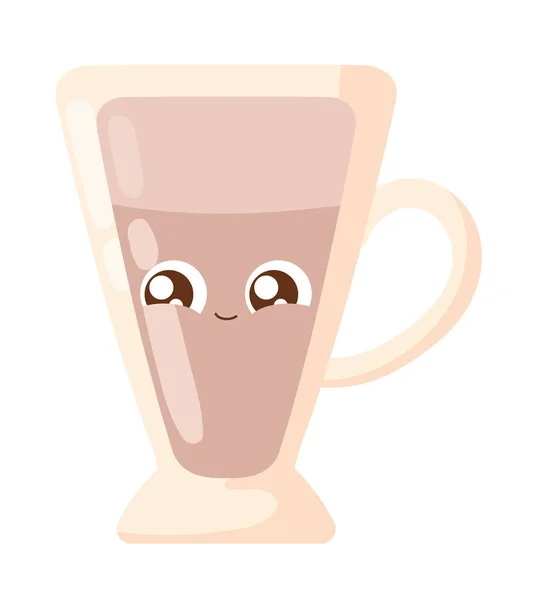 Kaffeetasse Kawaii Lustige Ikone Isoliert — Stockvektor