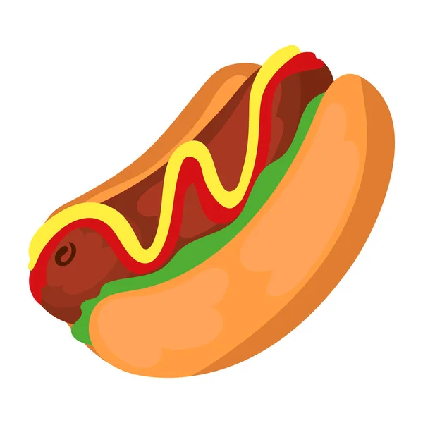 Hot Dog Fast Food Icône Design Isolé — Image vectorielle