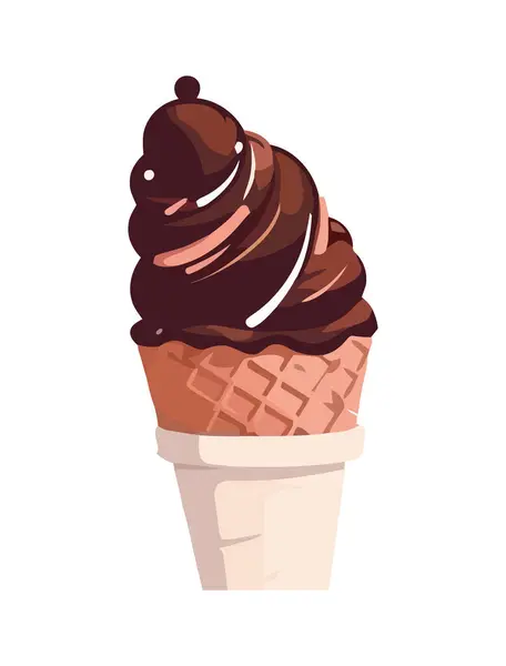 Snack Été Sucré Délicieux Cône Crème Glacée Illustration — Image vectorielle
