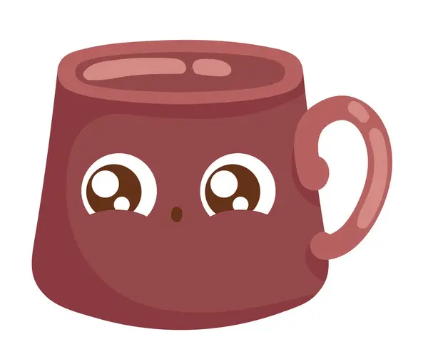 咖啡杯Kawaii褐色图标隔离 — 图库矢量图片