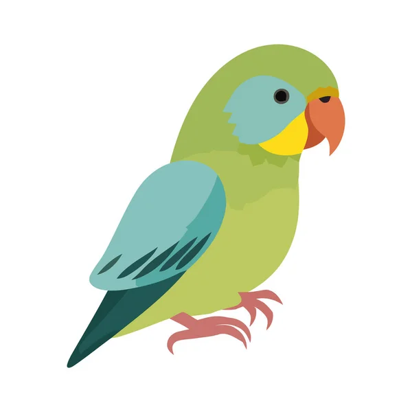 Изолированная Иконка Попугая Зеленой Ветке — стоковый вектор