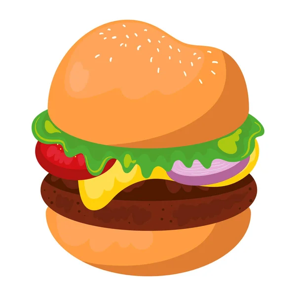 Burger Γρήγορο Σχεδιασμό Εικονίδιο Τροφίμων Απομονωμένο — Διανυσματικό Αρχείο
