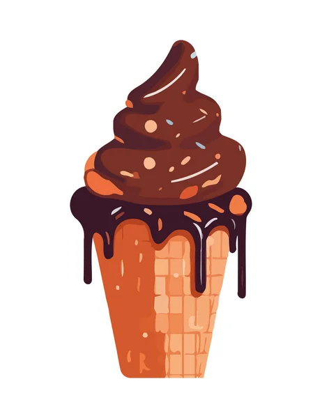 Pastel Chocolate Dulce Con Una Decoración Cremosa Ilustración — Vector de stock