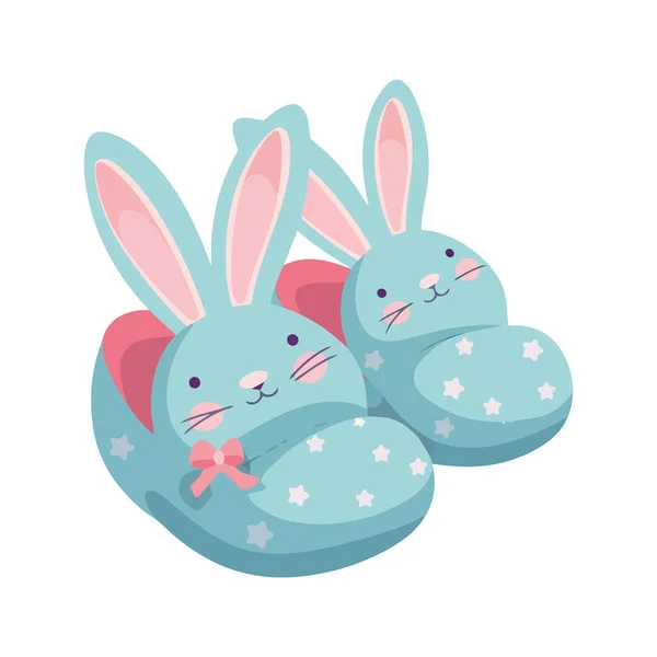 Cute Baby Rabbit Celebrates Spring Eggs Icon Isolated — Stock Vector